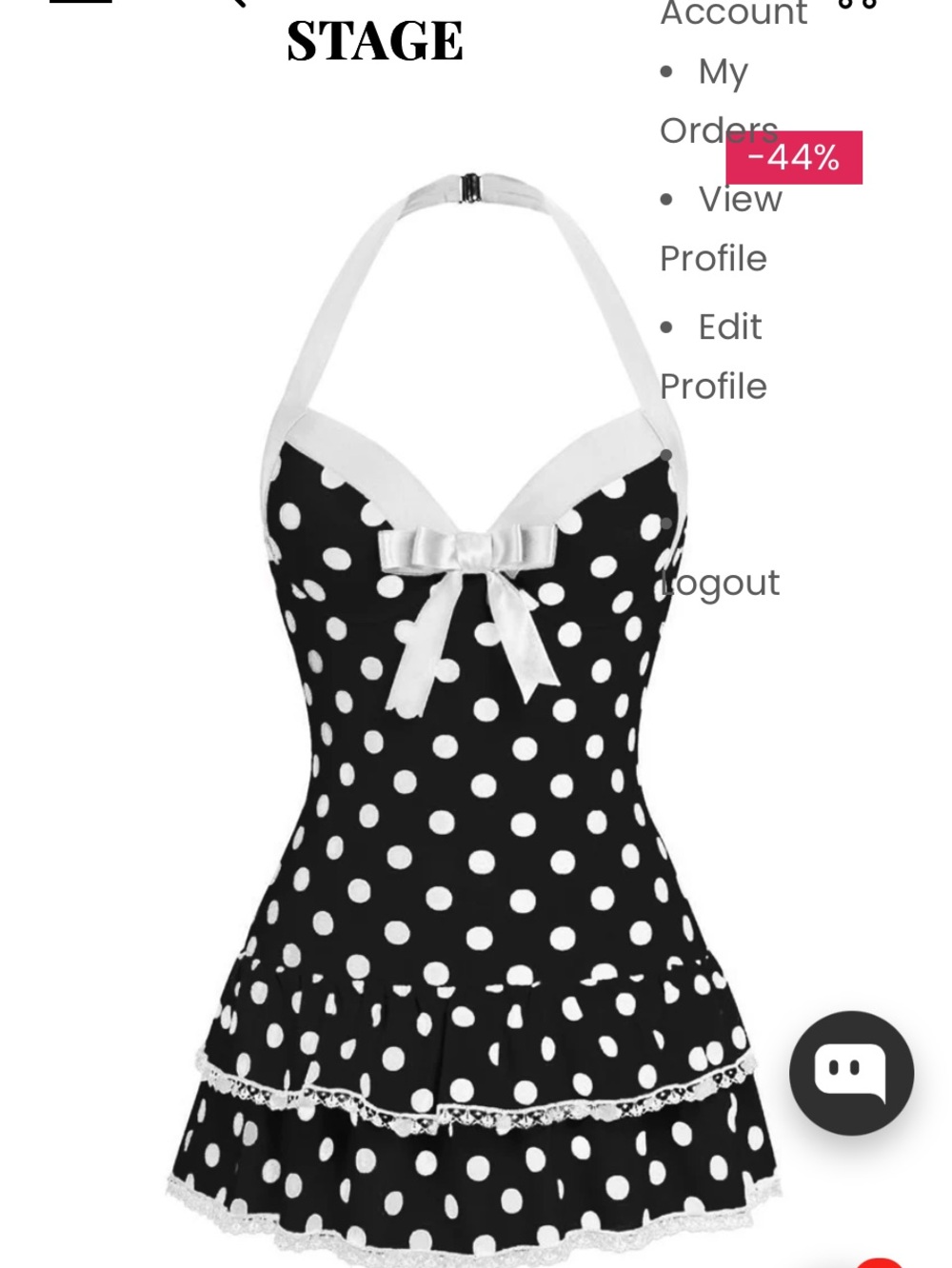 Women’s Black & White Polka Dot Swim Dress with Bow